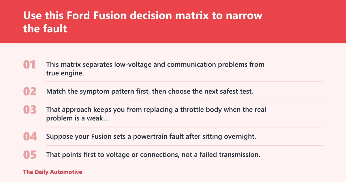 Steps: Use this Ford Fusion decision matrix to narrow the fault