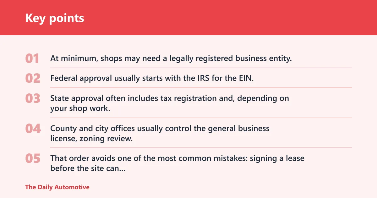 Key points: What license do you need to open a mechanic shop?