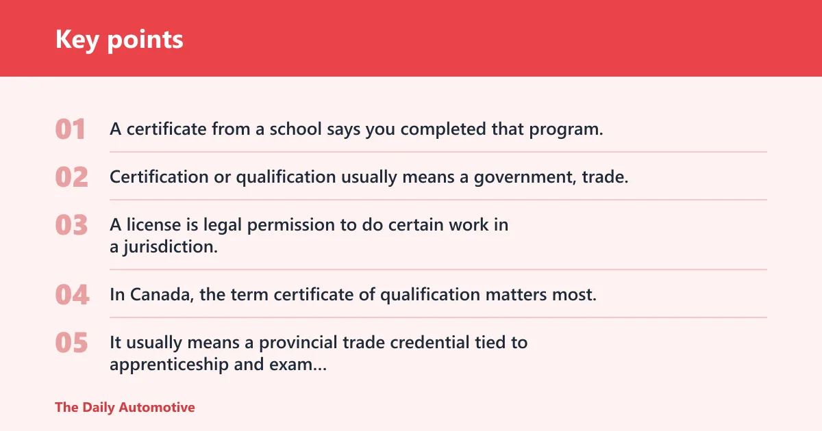 Key points: What automotive service technician certification means