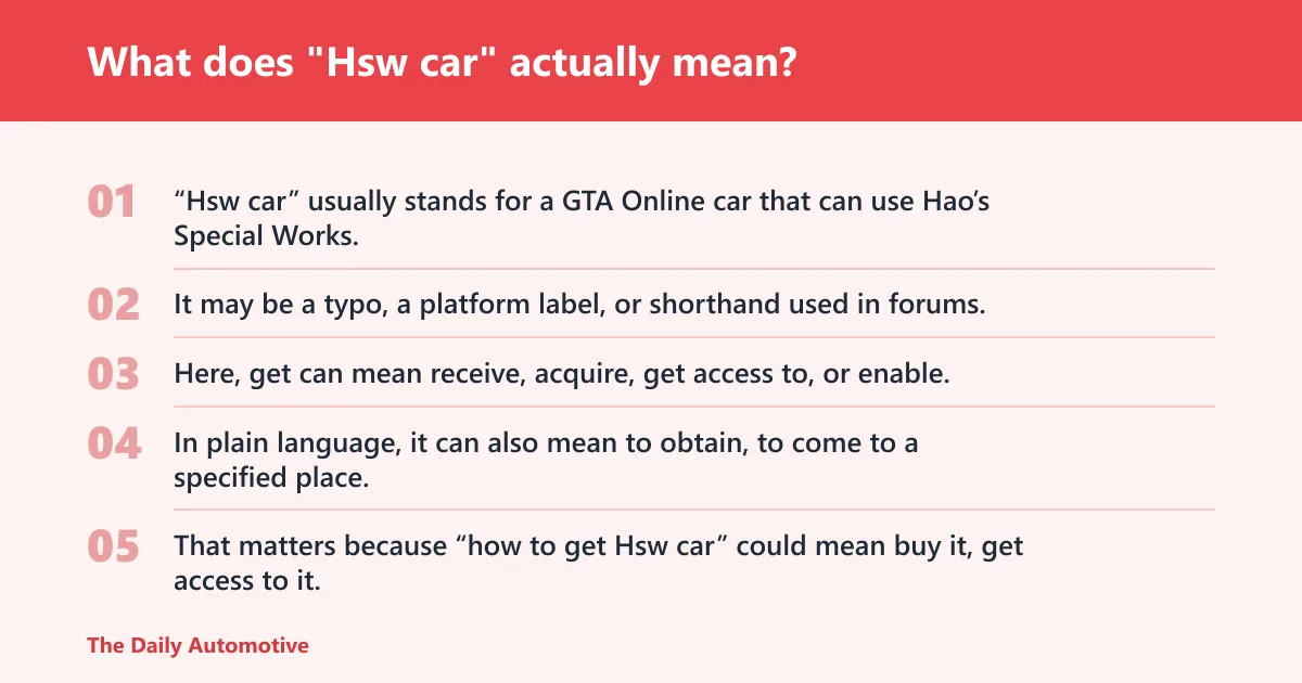 Steps: What does "Hsw car" actually mean?