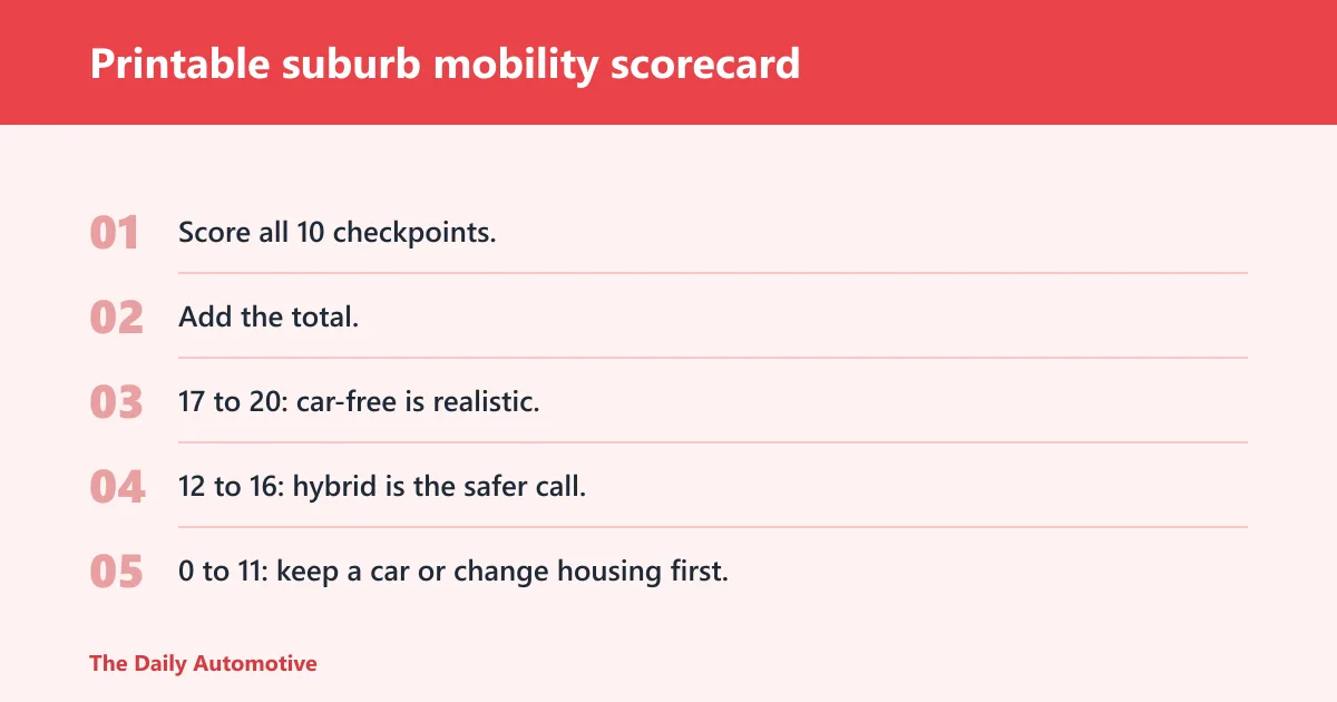 Steps: Printable suburb mobility scorecard