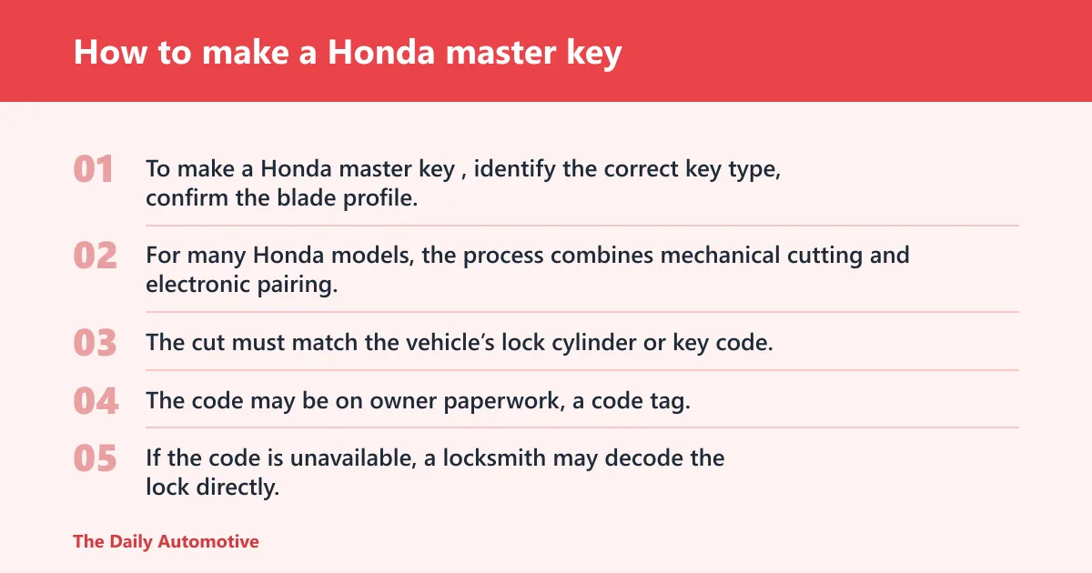 Steps: How to make a Honda master key