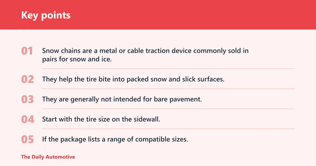 Key points: What snow chains do