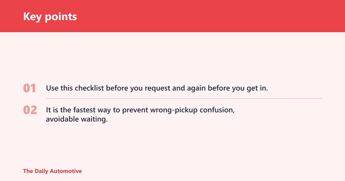 Key points: Lyft ride checklist