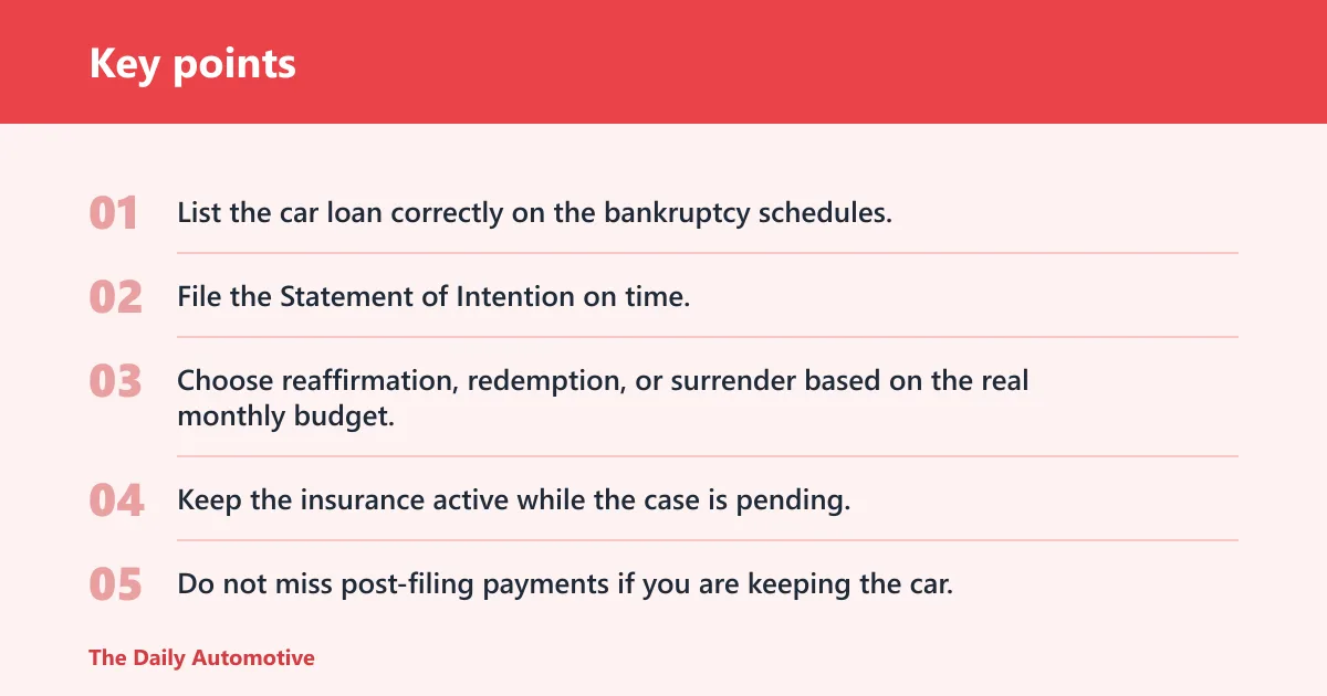 Key points: Chapter 7 car options
