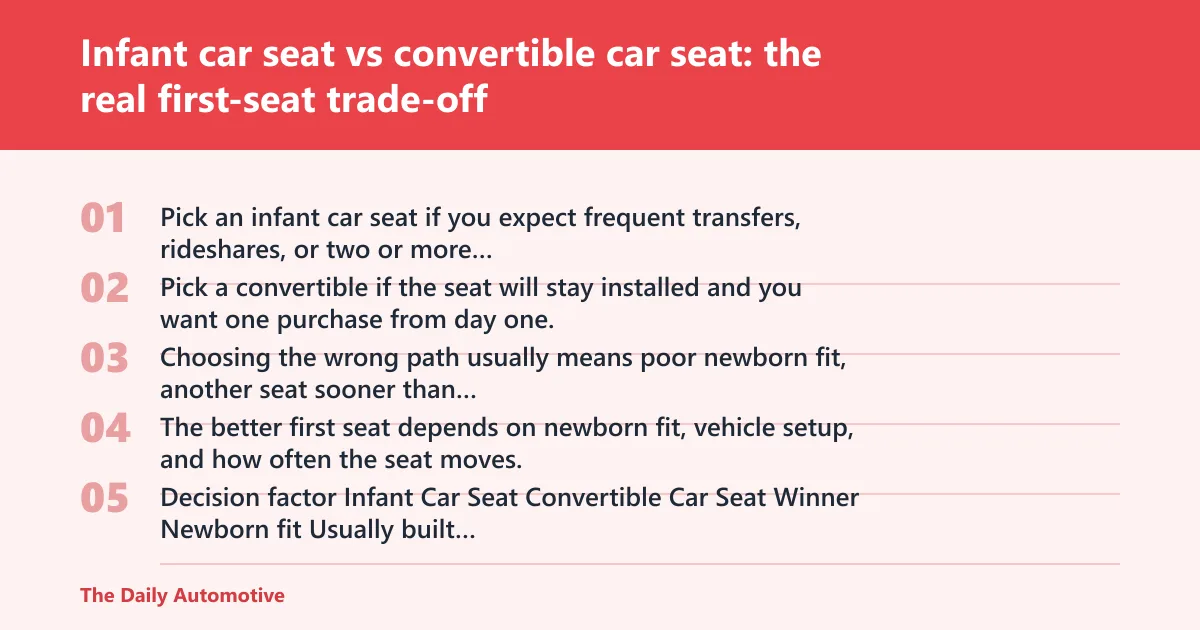Steps: Infant car seat vs convertible car seat: the real first-seat trade-off