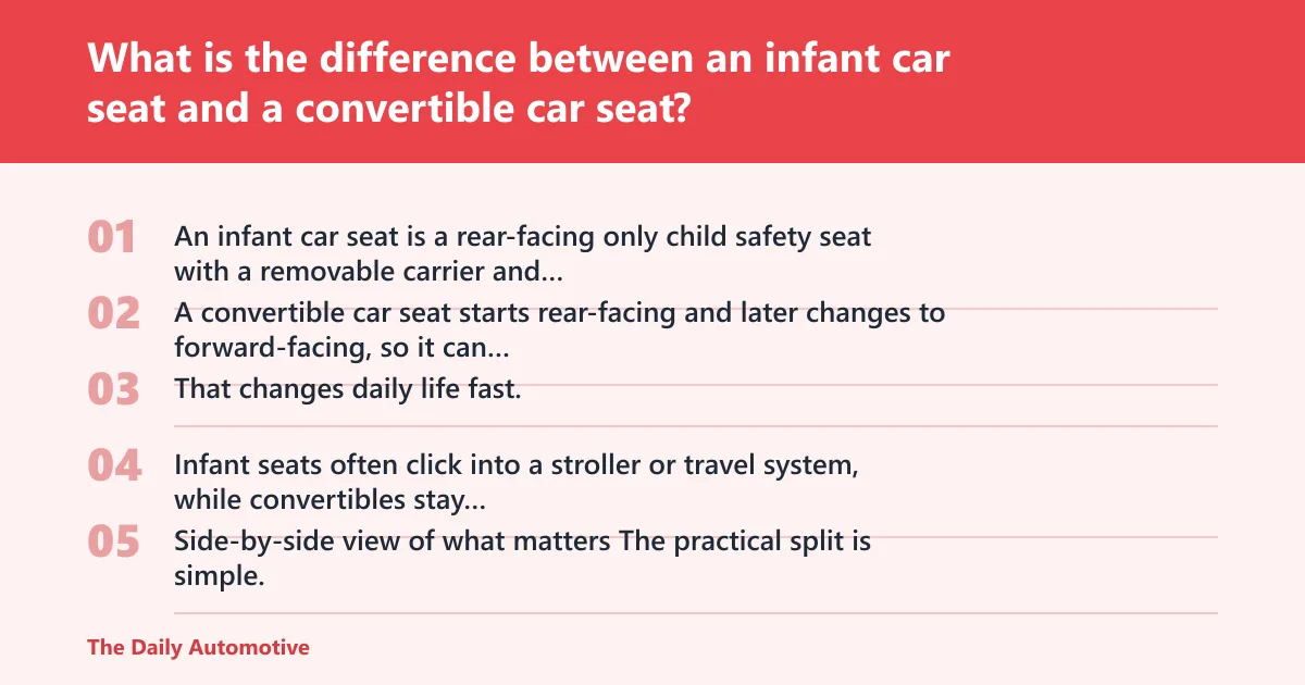Steps: What is the difference between an infant car seat and a convertible car seat?