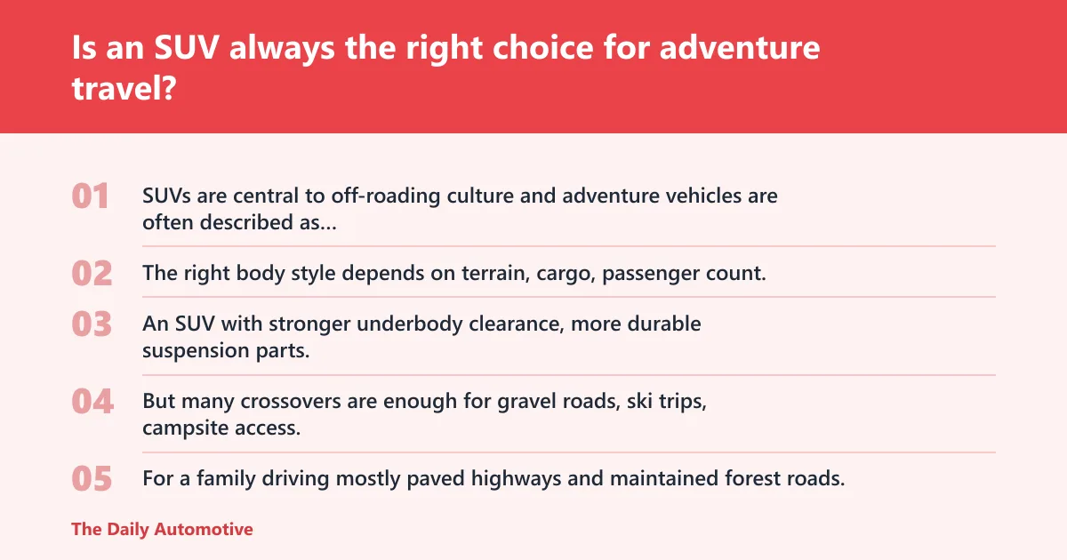 Steps: Is an SUV always the right choice for adventure travel?