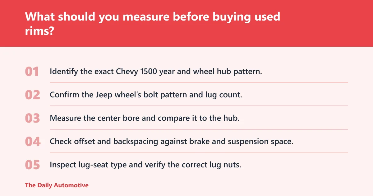 Steps: What should you measure before buying used rims?