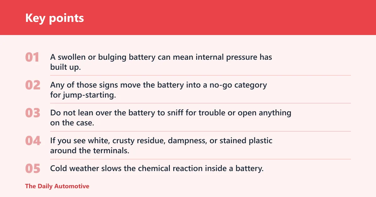 Key points: Frozen battery signs