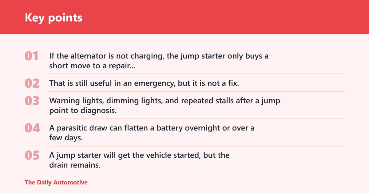 Key points: When a jump starter will not work