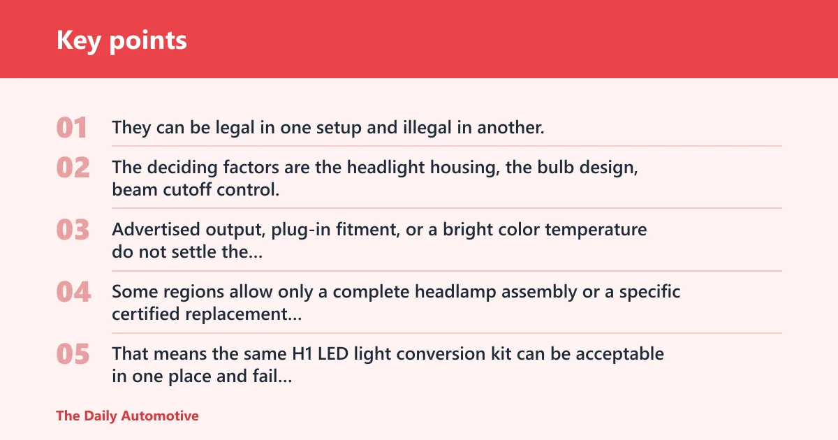 Key points: Are LED light conversion kits street legal?