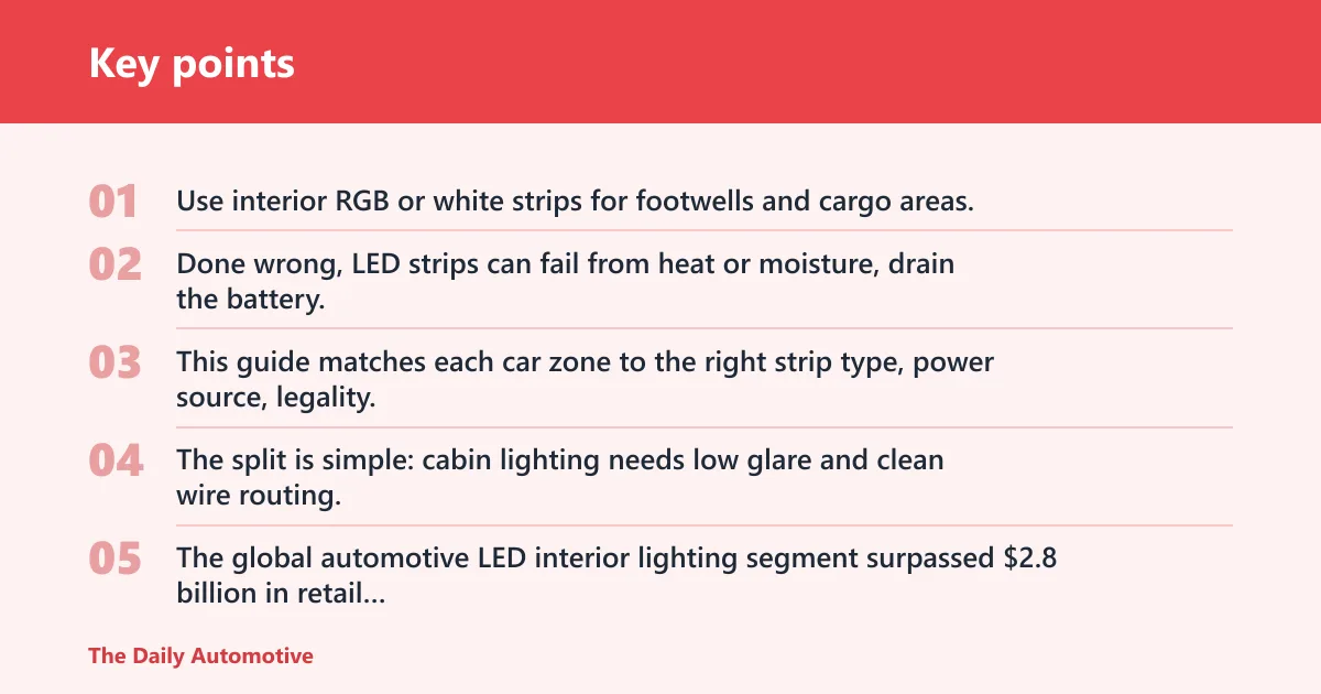 Key points: What LED strip lighting fits your car?