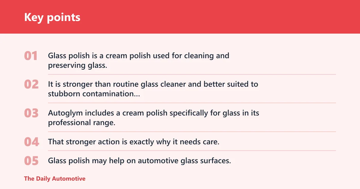 Key points: Where do glass polish and screenwash fit?