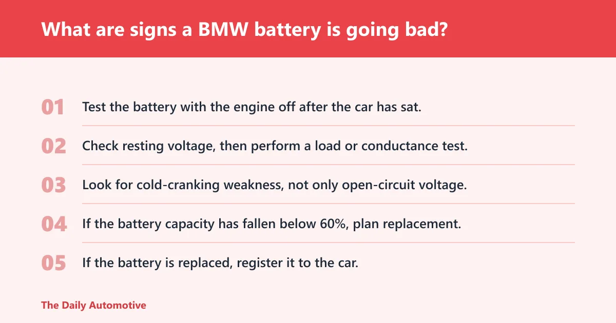 Steps: What are signs a BMW battery is going bad?