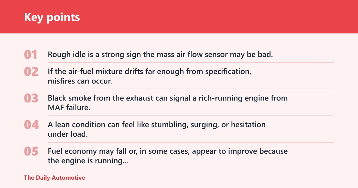 Key points: What symptoms point to a bad MAF sensor?