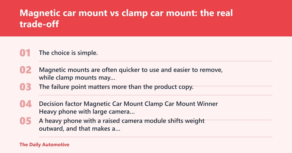 Steps: Magnetic car mount vs clamp car mount: the real trade-off