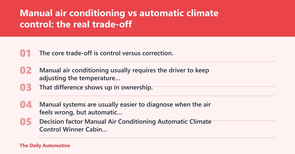 Steps: Manual air conditioning vs automatic climate control: the real trade-off