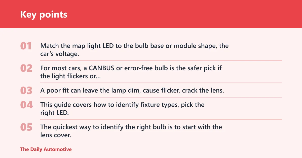 Key points: What bulb size is my map light?
