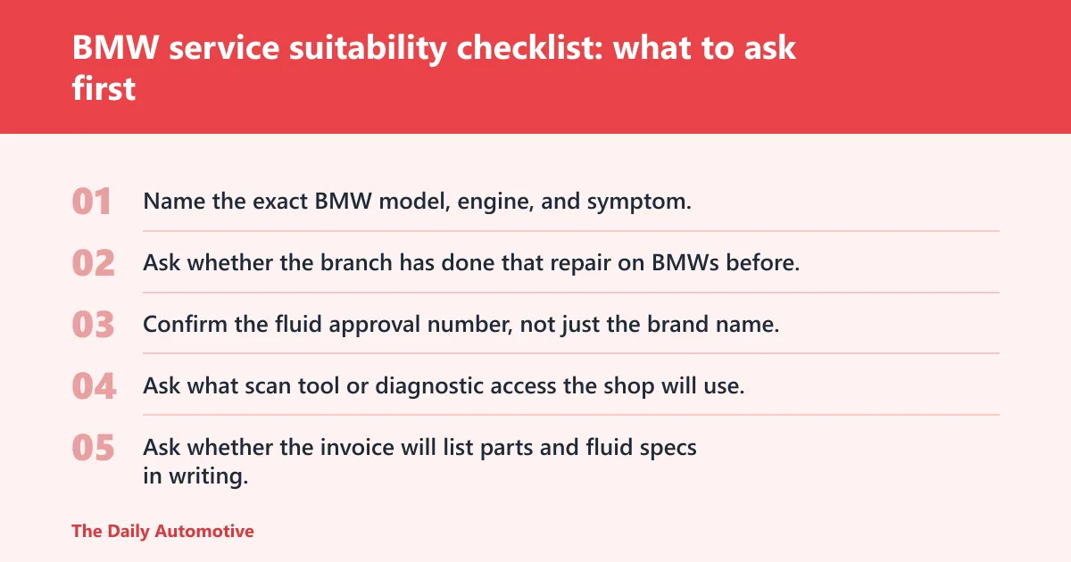 Steps: BMW service suitability checklist: what to ask first