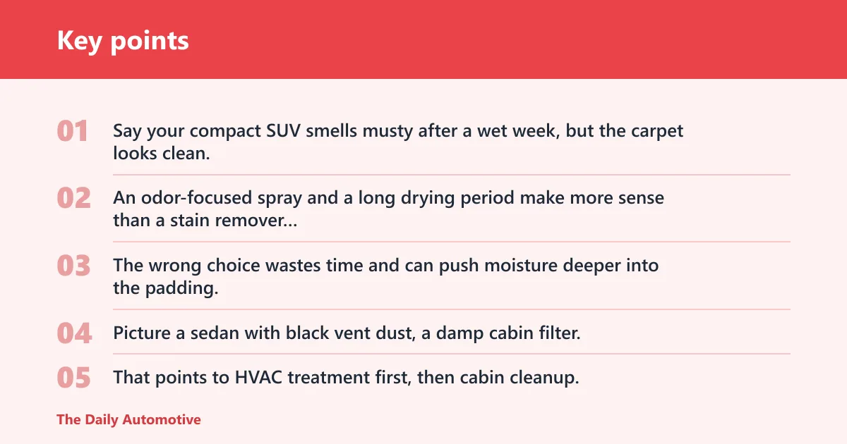 Key points: Car mold cleaner decision matrix