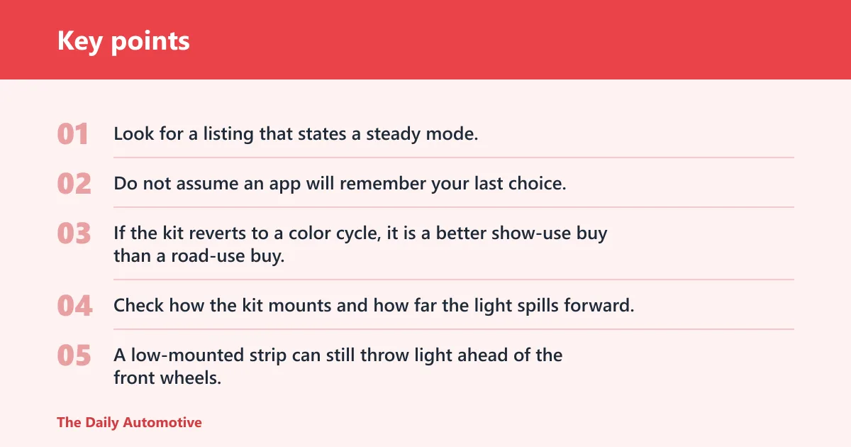 Key points: Underglow buyer checklist