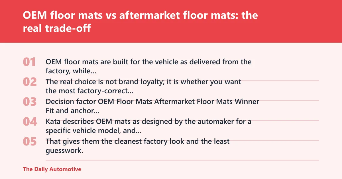 Steps: OEM floor mats vs aftermarket floor mats: the real trade-off