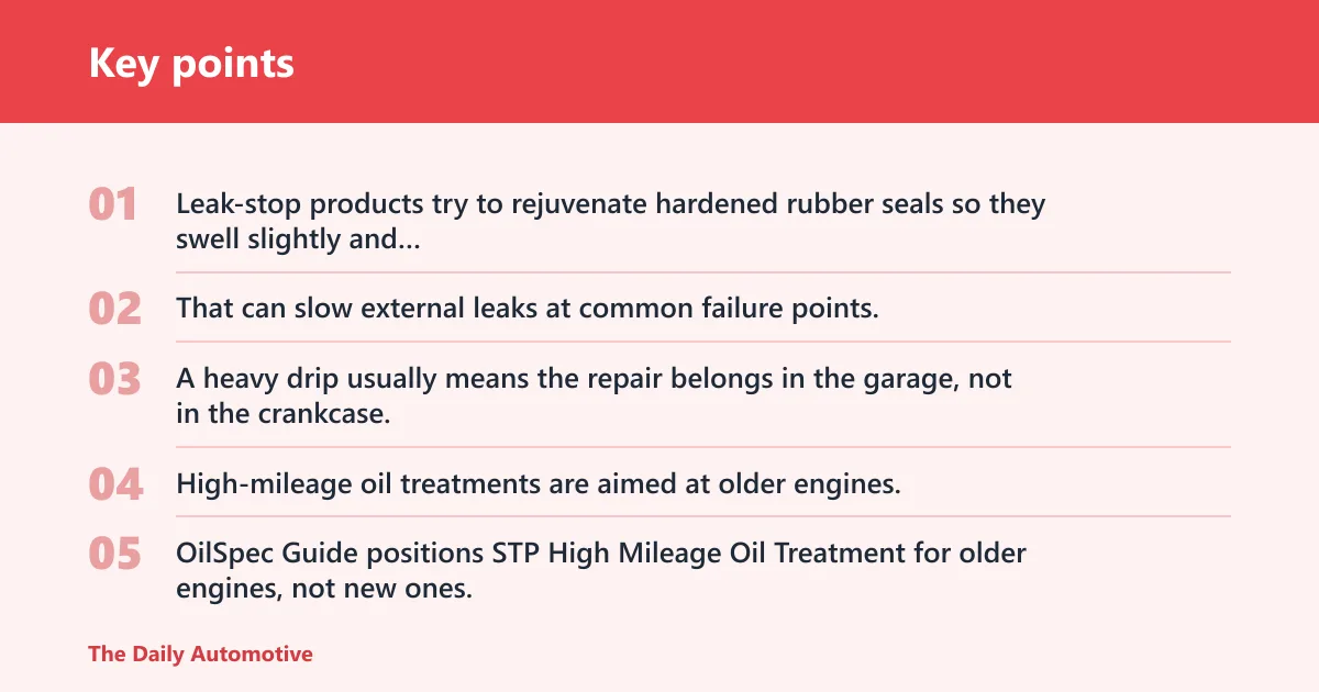 Key points: Best for leaks and oil consumption