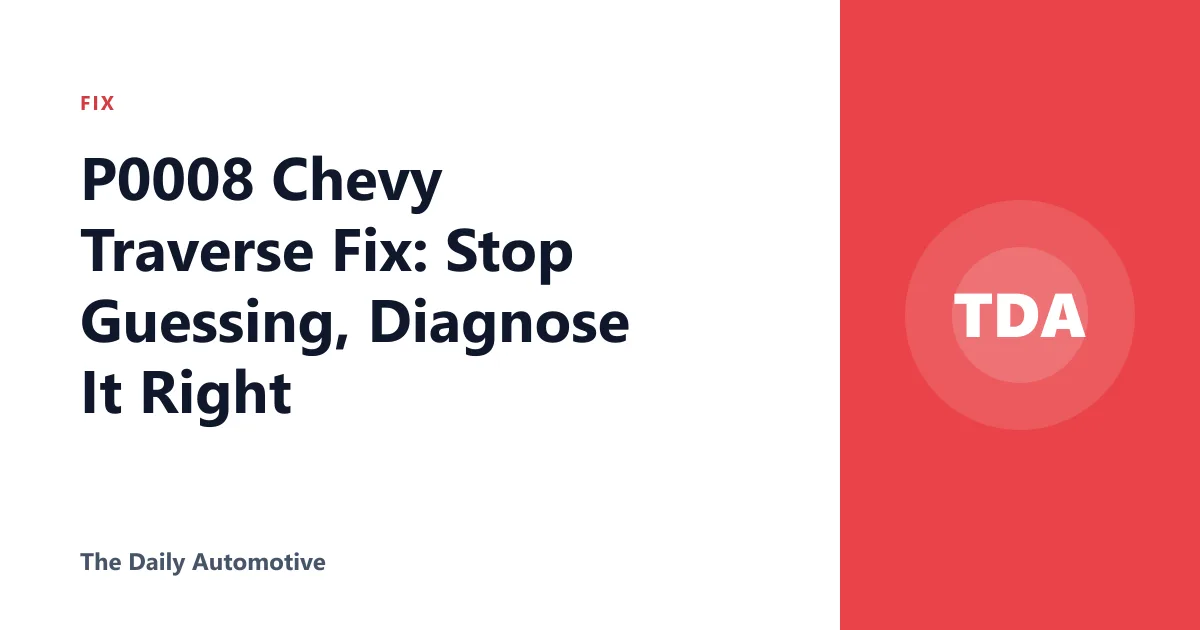 P0008 Chevy Traverse Fix: Stop Guessing, Diagnose It Right