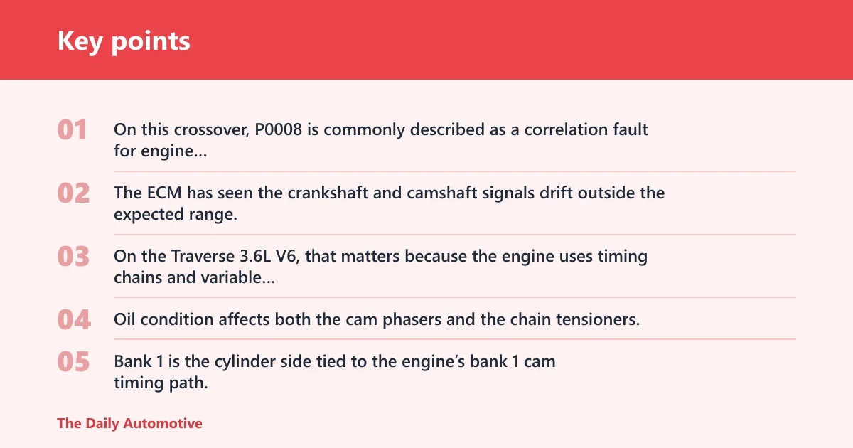 Key points: What P0008 means on a Chevy Traverse