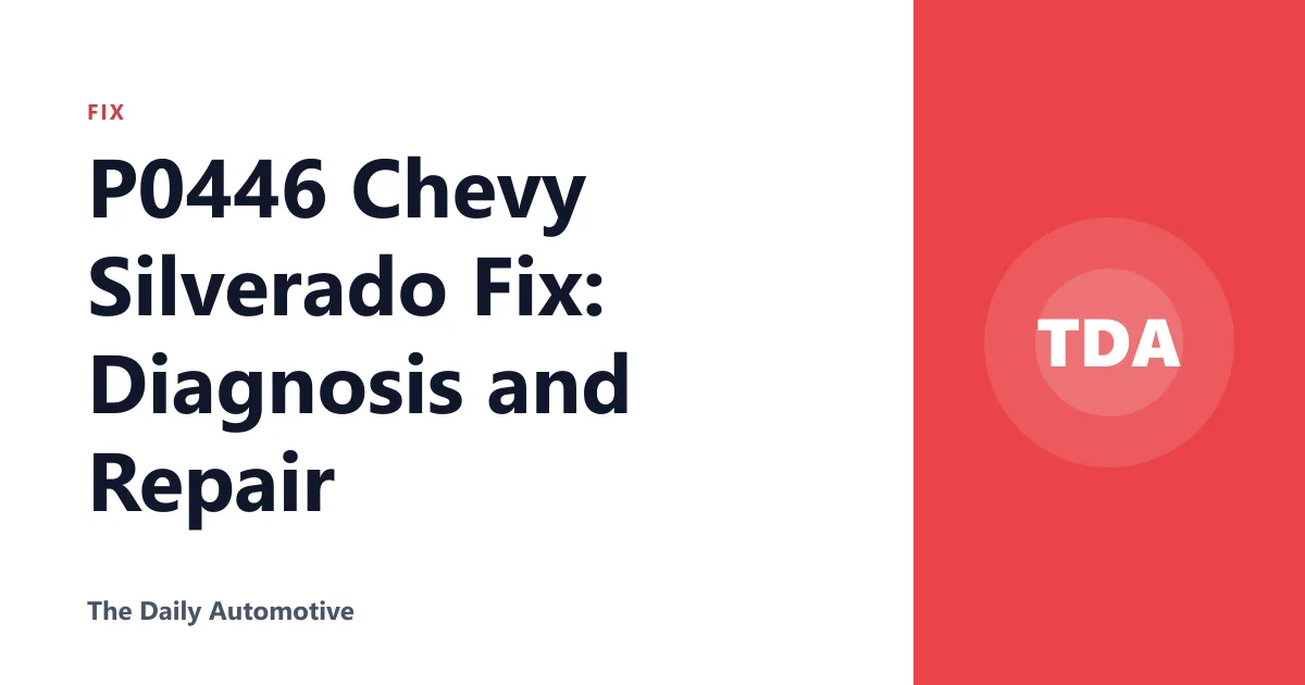 P0446 Chevy Silverado Fix: Diagnosis and Repair