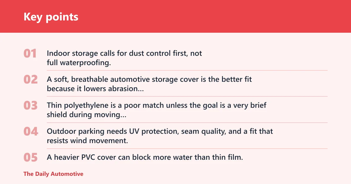 Key points: Which cover fits your storage conditions?