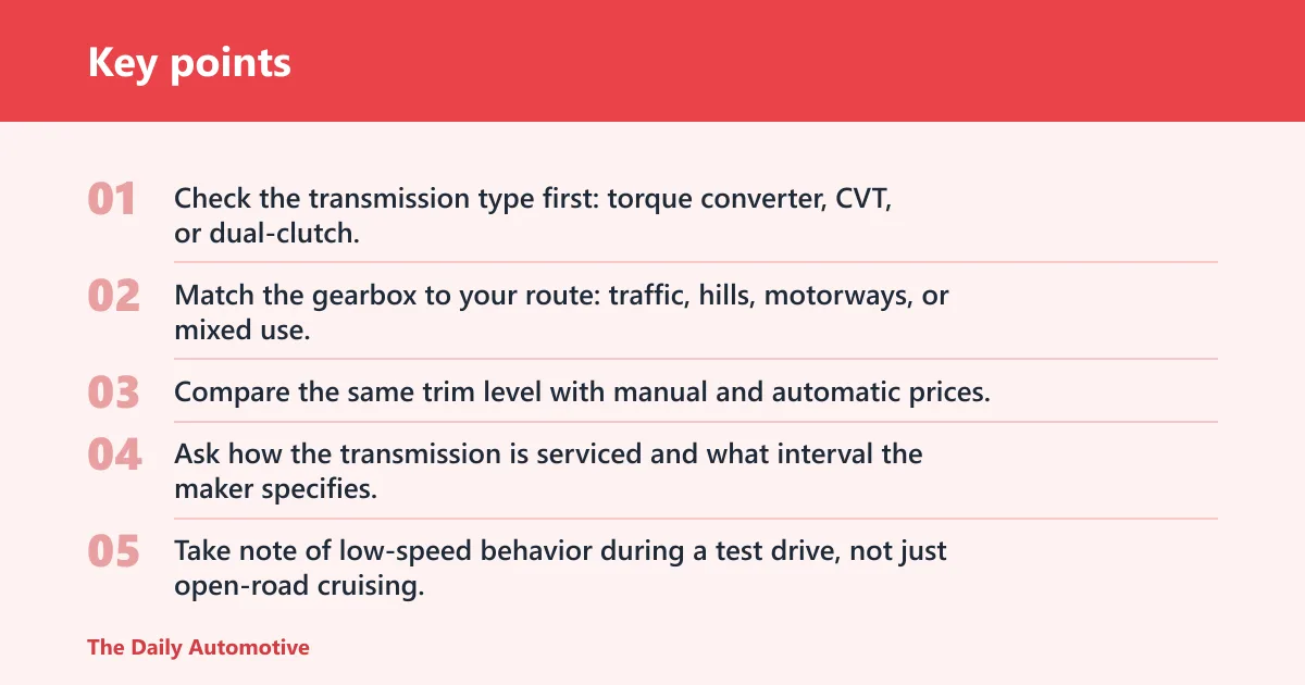 Key points: How do automatic and manual cars compare on cost and fuel economy?
