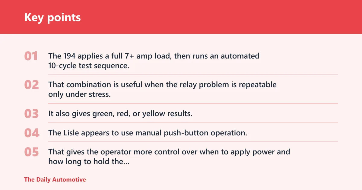 Key points: Electronic Specialties 194 Super Relay Buddy vs Lisle 60150 Relay Pro