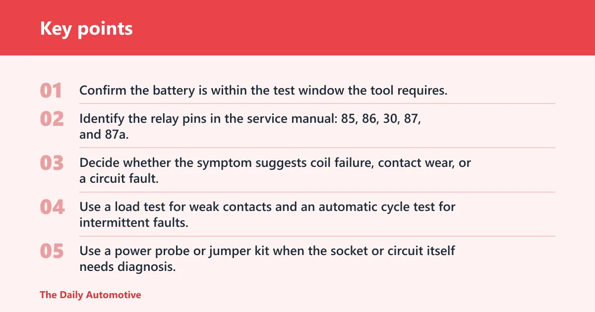 Key points: Which tester fits your relay problem?