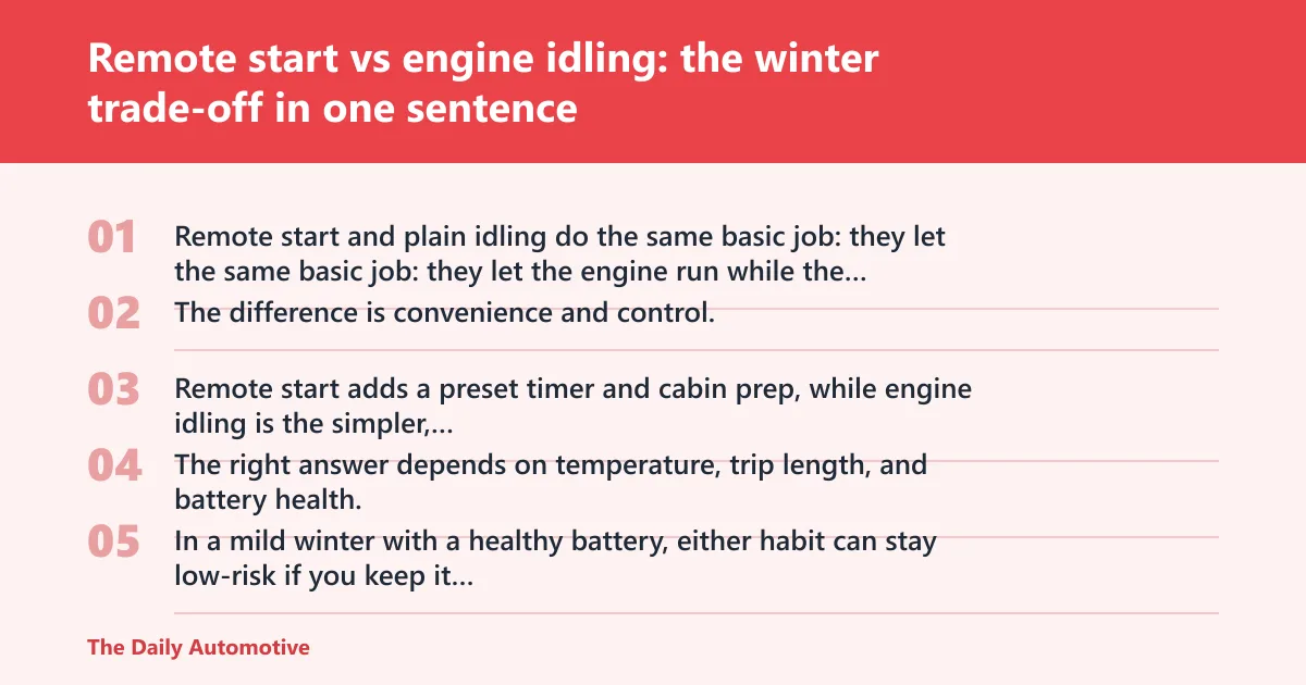 Steps: Remote start vs engine idling: the winter trade-off in one sentence