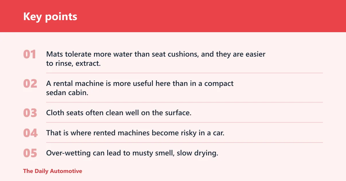 Key points: Is a rented machine good for seats and mats?
