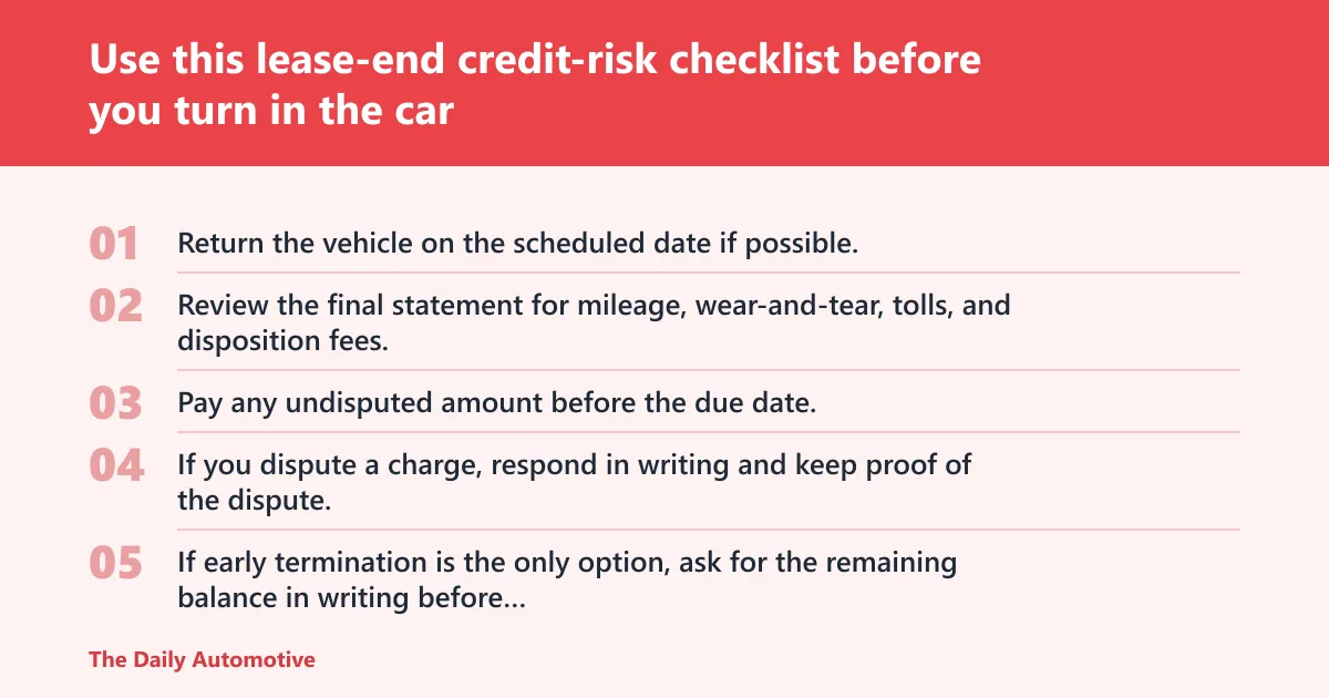 Steps: Use this lease-end credit-risk checklist before you turn in the car