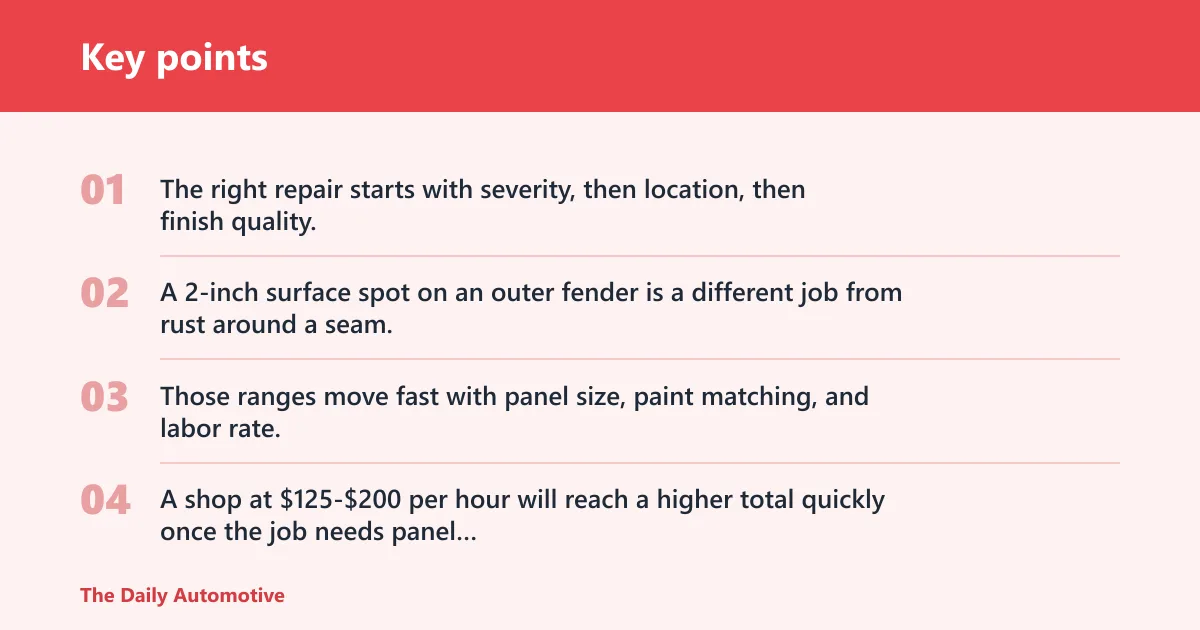 Key points: Rust repair cost matrix