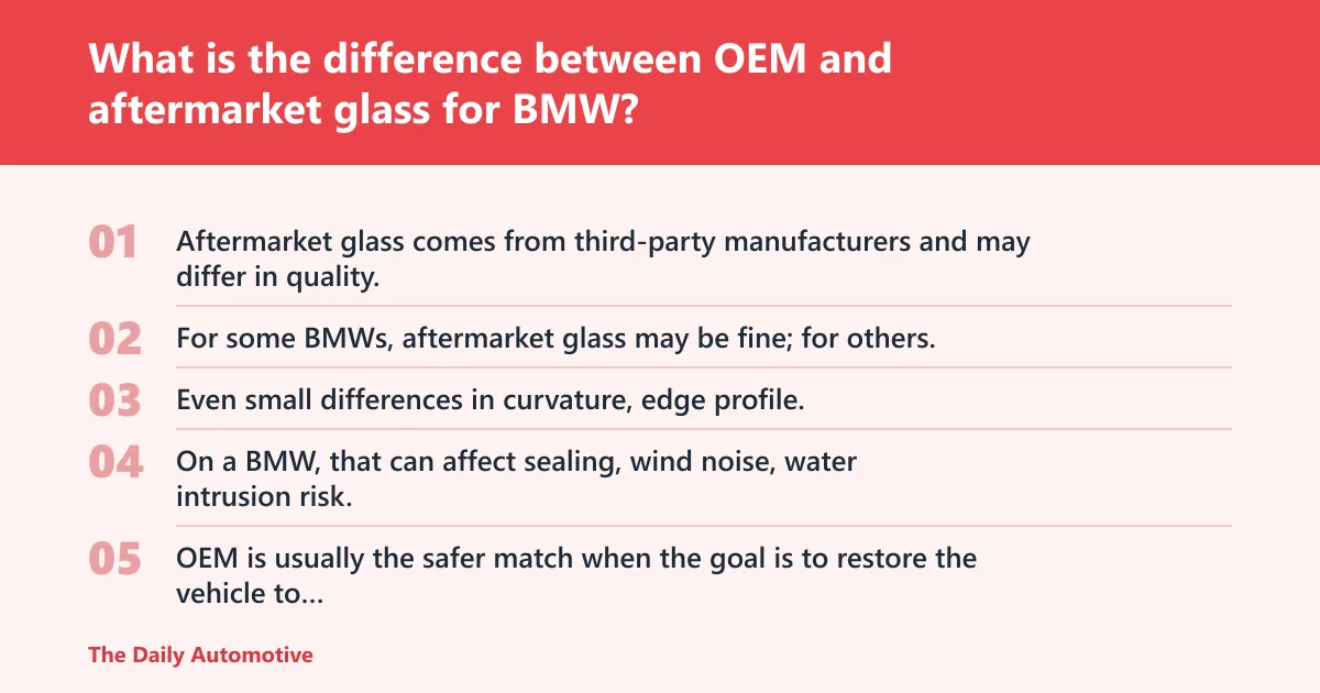 Steps: What is the difference between OEM and aftermarket glass for BMW?