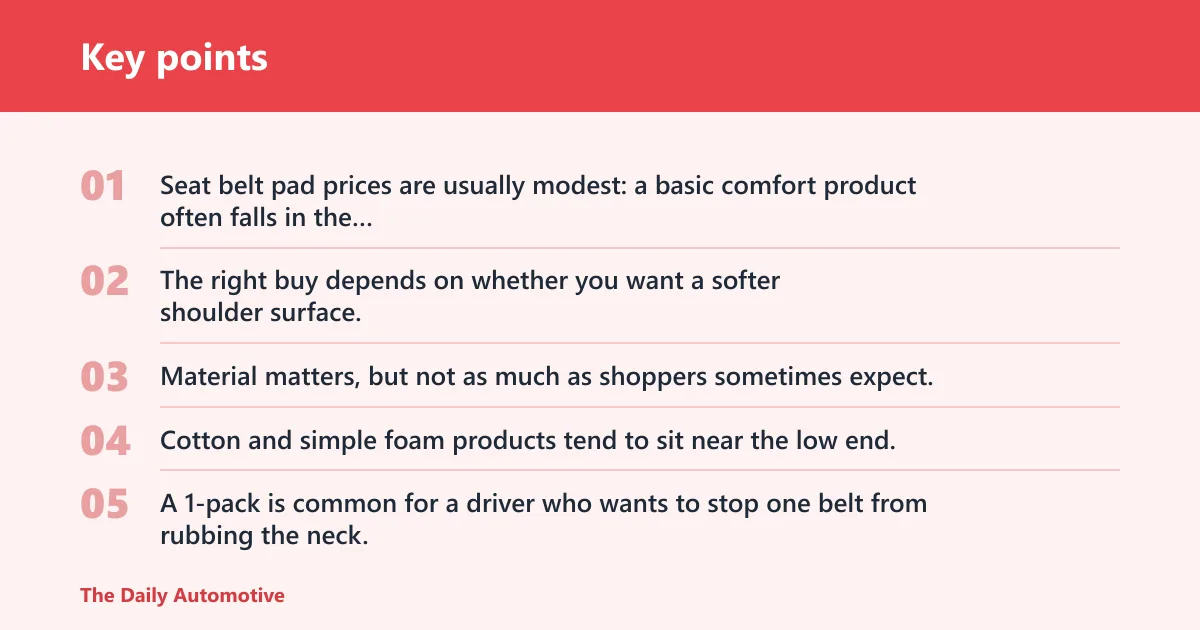 Key points: Verdict on seat belt pad cost