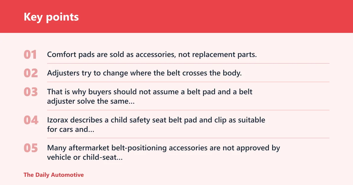 Key points: Are seat belt pads the same as adjusters?