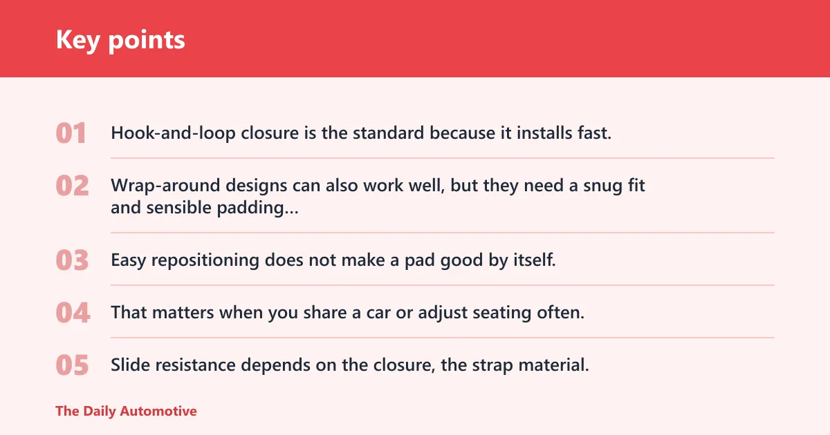 Key points: Which seat belt pad stays comfortable without slipping?