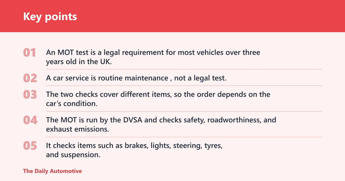 Key points: Should you service your car before an MOT?