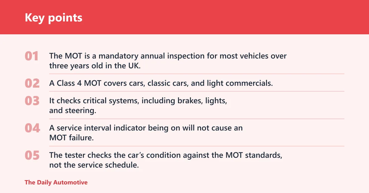 Key points: What an MOT checks, and what it does not