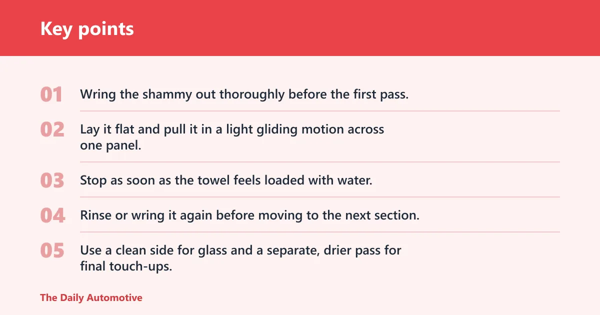 Key points: How do you use a shammy cloth on a car without streaks?