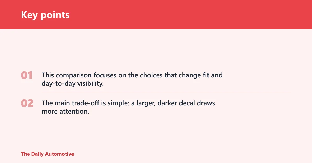 Key points: Spider web decal comparison table