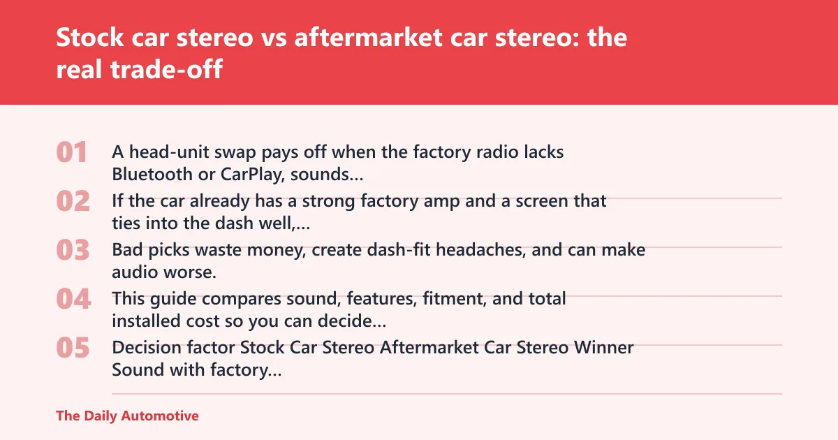 Steps: Stock car stereo vs aftermarket car stereo: the real trade-off