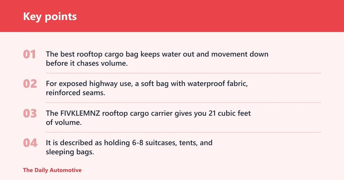 Key points: Best rooftop cargo bag for weather exposure