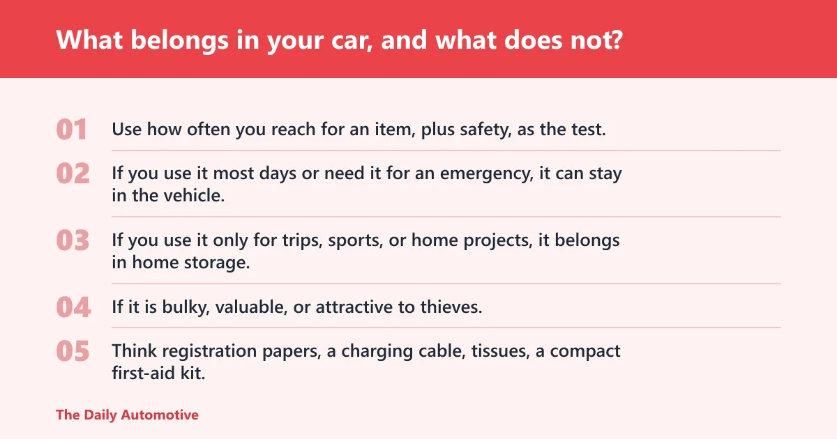 Steps: What belongs in your car, and what does not?